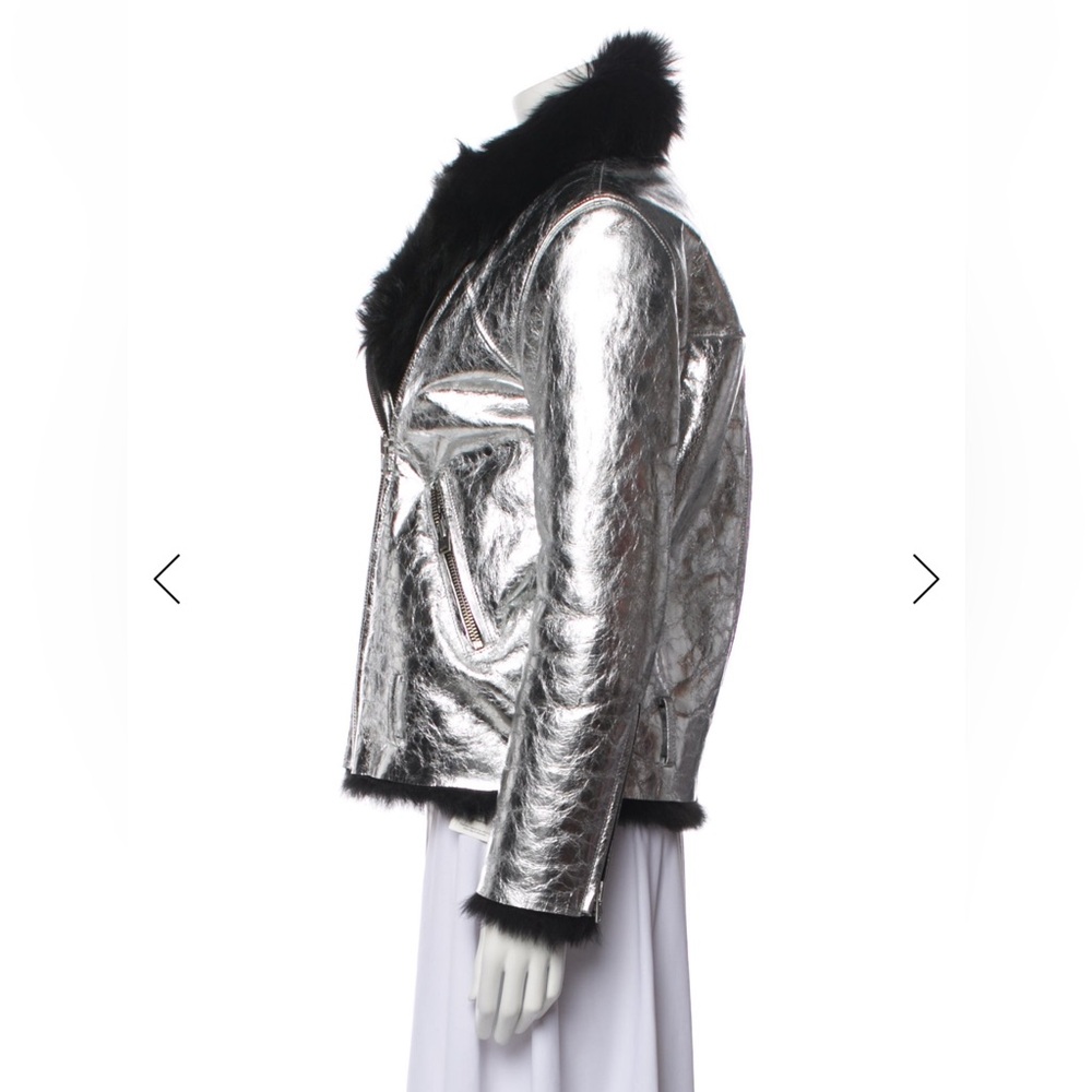 IRO Silver Shearling Leather Jacket - Picture 4 of 10